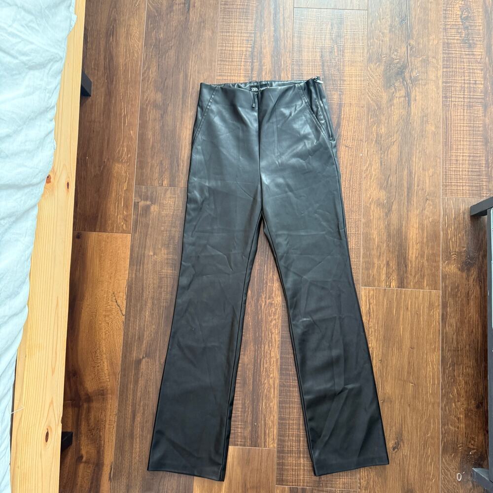 NWOT Zara Black Faux Leather Pants - Small - Excellent Condition - Picture 2 of 8